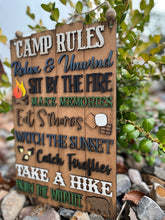 Load image into Gallery viewer, Camp Rules Camping File Svg, Glowforge Laser, S&#39;mores Camping,LuckyHeartDesignsCo
