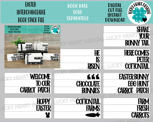 Easter Interchangeable Book Stack File SVG, Glowforge Farmhouse Tiered Tray, LuckyHeartDesignsCo