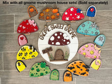 Load image into Gallery viewer, Interchangeable Mushroom House and Gnome Door Hanger File SVG, Glowforge, LuckyHeartDesignsCo
