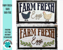 Load image into Gallery viewer, Farm Fresh Eggs Sign File SVG, Glowforge Chicken Eggs Farm, LuckyHeartDesignsCo
