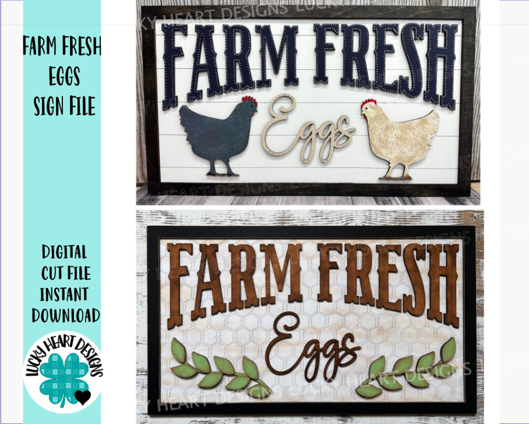 Farm Fresh Eggs Sign File SVG, Glowforge Chicken Eggs Farm, LuckyHeartDesignsCo