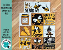 Load image into Gallery viewer, Bee Honey Interchangeable Leaning Sign File SVG, Glowforge Summer Tiered Tray, LuckyHeartDesignsCo
