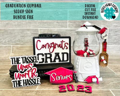 Graduation Gumball Scoop Sign File SVG, Glowforge, Tier Tray, LuckyHeartDesignsCo