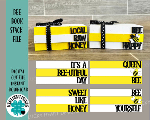 Bee Book Stack File SVG, Glowforge Interchangeable Farmhouse Tiered Tray, LuckyHeartDesignsCo