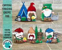 Load image into Gallery viewer, Camping Standing Gnome File SVG, Tiered Tray Holiday Decor fishing, Glowforge, LuckyHeartDesignsCo
