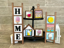 Load image into Gallery viewer, MINI Summer Interchangeable Leaning Sign File SVG, Tiered Tray Glowforge, LuckyHeartDesignsCo
