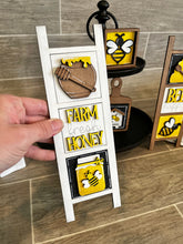 Load image into Gallery viewer, MINI Bee Interchangeable Leaning Sign File SVG, Summer Tiered Tray Glowforge, LuckyHeartDesignsCo
