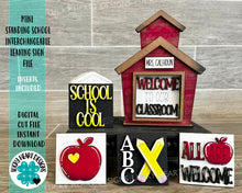 Load image into Gallery viewer, MINI Standing School Interchangeable Leaning Sign File SVG, Teacher Tiered Tray Glowforge, LuckyHeartDesignsCo
