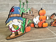 Load image into Gallery viewer, Fall Standing Small Gnome File SVG, Scarecrow Tiered Tray Holiday Decor, Glowforge, LuckyHeartDesignsCo

