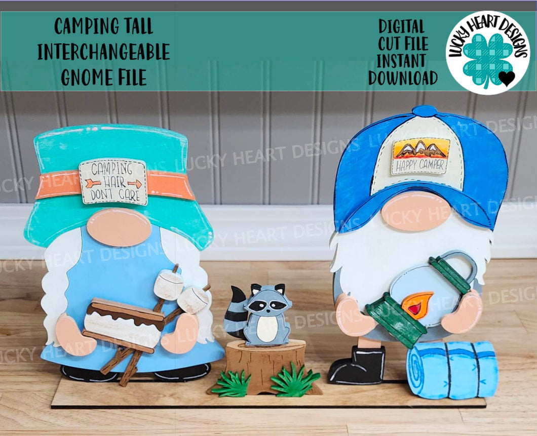 Camping Tall Gnome Interchangeable File SVG, (add on-gnomes sold separately) Glowforge, LuckyHeartDesignsCo