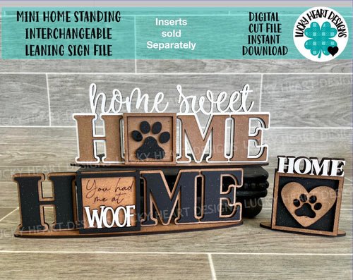 MINI Home Standing Interchangeable Leaning Sign File SVG, Tiered Tray Glowforge, LuckyHeartDesignsCo