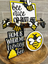 Load image into Gallery viewer, Bee Honey Quick and Easy Tiered Tray File SVG, Glowforge, Bee, Lucky Heart Designs
