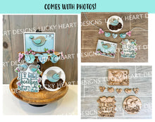 Load image into Gallery viewer, Bird Spring Quick and Easy Tiered Tray File SVG, Spring Glowforge, LuckyHeartDesignsCo
