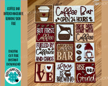 Load image into Gallery viewer, Coffee Bar Interchangeable Leaning Sign File SVG, Glowforge Laser, Tiered Tray, LuckyHeartDesignsCo
