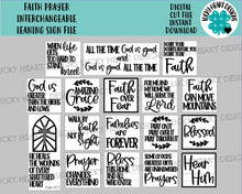 Load image into Gallery viewer, Faith Prayer interchangeable Leaning Sign File SVG, Tiered Tray, Glowforge, LuckyHeartDesignsCo
