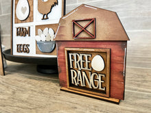 Load image into Gallery viewer, MINI Standing Barn Interchangeable Leaning Sign File SVG, Chicken Farm Tiered Tray Glowforge, LuckyHeartDesignsCo
