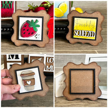 Load image into Gallery viewer, MINI Scroll Picture Frame Interchangeable Leaning Sign File SVG, Tiered Tray Glowforge, LuckyHeartDesignsCo
