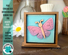 Load image into Gallery viewer, MINI Standing Box Frame Interchangeable Leaning Sign File SVG, Tiered Tray Glowforge, LuckyHeartDesignsCo
