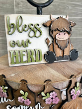 Load image into Gallery viewer, Highland Cow Quick and Easy Tiered Tray File SVG, Glowforge Tier Tray Farmhouse Decor, LuckyHeartDesignsCo
