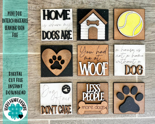 MINI Dog Interchangeable Leaning Sign File SVG, Tiered Tray Glowforge, LuckyHeartDesignsCo