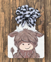 Load image into Gallery viewer, Highland Cow Tag Door Hanger File SVG, Farm Glowforge, LuckyHeartDesignsCo
