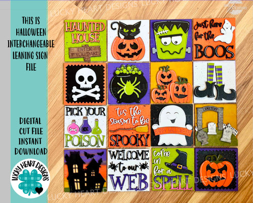 This Is Halloween Interchangeable Leaning Sign File SVG, Glowforge Tiered Tray, LuckyHeartDesignsCo