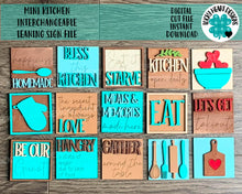 Load image into Gallery viewer, MINI Kitchen Interchangeable Leaning Sign File SVG, Tiered Tray Glowforge, LuckyHeartDesignsCo
