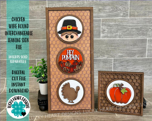 Chicken Wire Round Interchangeable Leaning Sign File SVG, Glowforge, Farmhouse, LuckyHeartDesignsCo