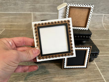 Load image into Gallery viewer, MINI Decorative Frame Backers Interchangeable Leaning Sign File SVG, Tiered Tray Glowforge, LuckyHeartDesignsCo
