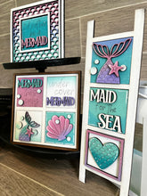 Load image into Gallery viewer, MINI Mermaid Interchangeable Leaning Sign File SVG, Summer Tiered Tray Glowforge, LuckyHeartDesignsCo
