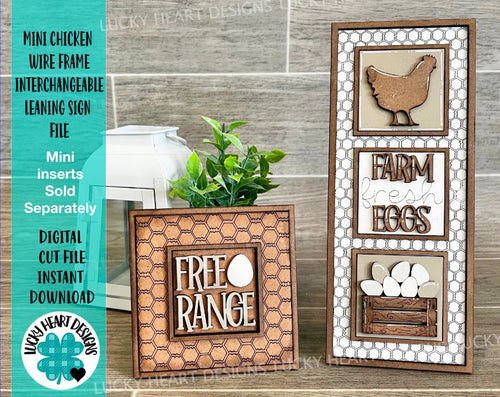 MINI Chicken Wire Frame Interchangeable Leaning Sign File SVG, Farm Tiered Tray Glowforge, LuckyHeartDesignsCo