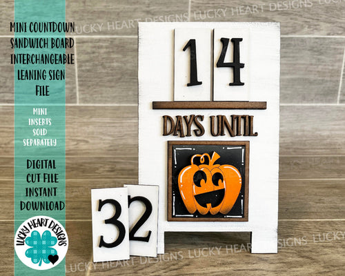 MINI Countdown Sandwich Board Interchangeable Leaning Sign File SVG, easel sign Tiered Tray Glowforge, LuckyHeartDesignsCo