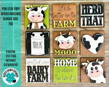 Load image into Gallery viewer, MINI Cow Interchangeable Leaning Sign File SVG, Farm Tiered Tray Glowforge, LuckyHeartDesignsCo
