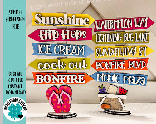 Summer Street Sign File SVG, Glowforge Summer, LuckyHeartDesignsCo