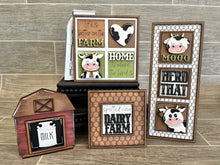 Load image into Gallery viewer, MINI Cow Interchangeable Leaning Sign File SVG, Farm Tiered Tray Glowforge, LuckyHeartDesignsCo
