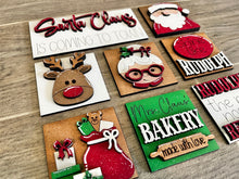 Load image into Gallery viewer, MINI Santa Christmas Interchangeable Leaning Sign File SVG, Rudolph, Mrs. Claus Tiered Tray Glowforge, LuckyHeartDesignsCo
