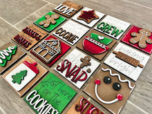 Load image into Gallery viewer, MINI Gingerbread Christmas Interchangeable Leaning Sign File SVG, Cookies Santa Tiered Tray Glowforge, LuckyHeartDesignsCo
