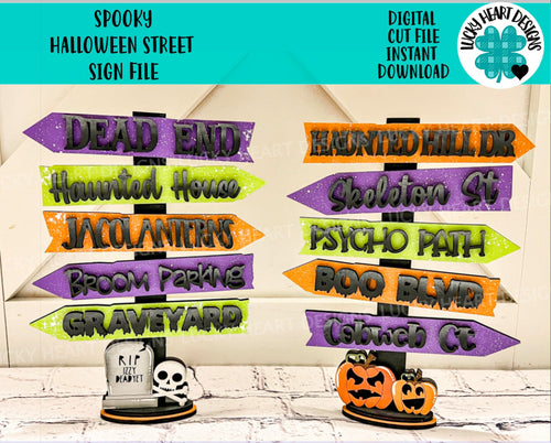 Spooky Halloween Street Sign File, Glowforge, LuckyHeartDesignsCo