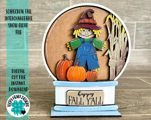Scarecrow Fall Snow Globe Interchangeable File SVG, Glowforge Pumpkin, Tiered Tray LuckyHeartDesignsCo