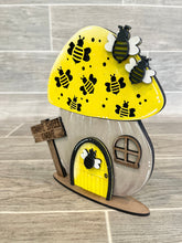 Load image into Gallery viewer, Gnome Mushroom Bee Interchangeable House File SVG, (add on) Tiered Tray, Glowforge, LuckyHeartDesignsCo
