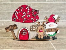 Load image into Gallery viewer, Gnome Mushroom Christmas Candy Cane Interchangeable House File SVG, (add on) Tiered Tray, Glowforge, LuckyHeartDesignsCo
