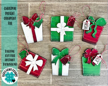 Load image into Gallery viewer, Christmas Present Ornament File SVG, Santa Glowforge, LuckyHeartDesignsCo

