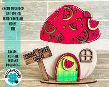Load image into Gallery viewer, Gnome Mushroom Watermelon Interchangeable House File SVG, (add on) Tiered Tray, Glowforge, LuckyHeartDesignsCo

