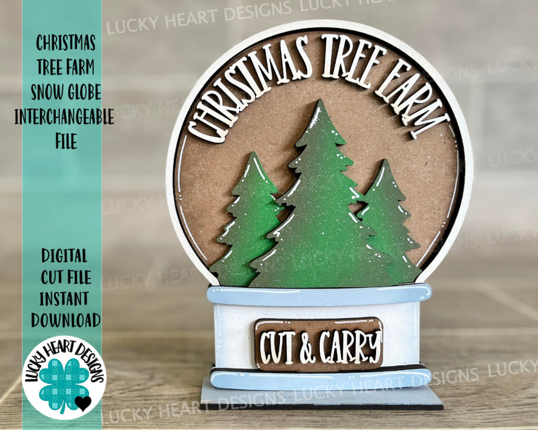 Christmas Tree Farm Snow Globe Interchangeable File SVG, Glowforge, Tiered Tray LuckyHeartDesignsCo