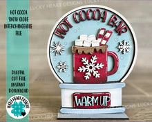 Load image into Gallery viewer, Hot Cocoa Snow Globe Interchangeable File SVG, Glowforge, Chocolate Mug, Tiered Tray LuckyHeartDesignsCo
