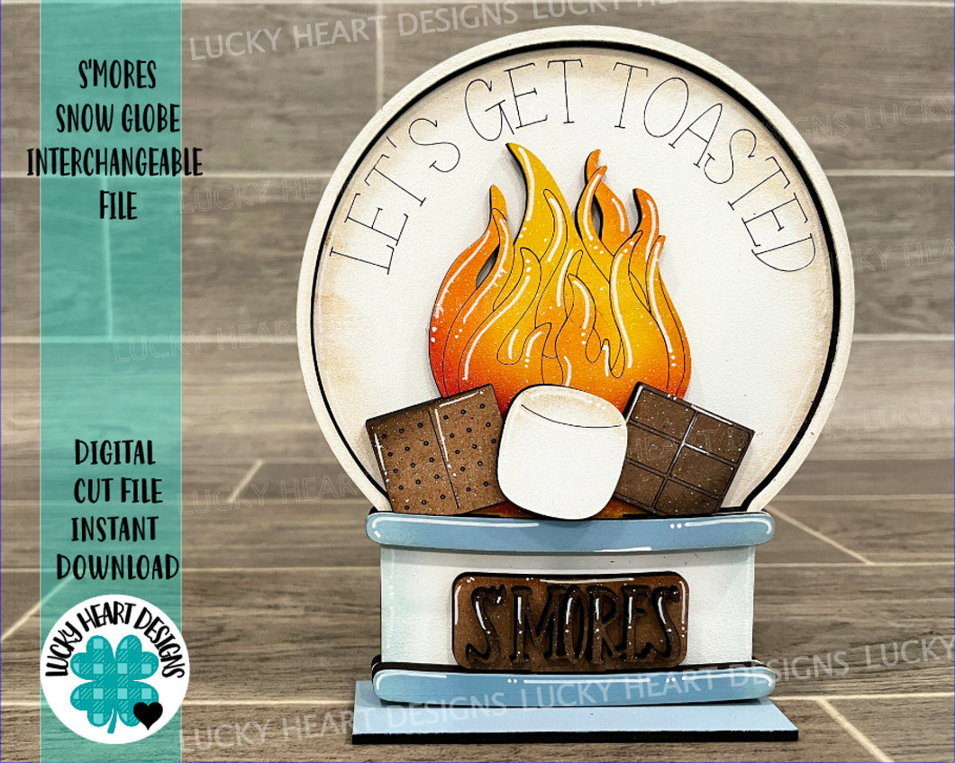 S'mores Snow Globe Interchangeable File SVG, Glowforge, Summer Camping Tiered Tray LuckyHeartDesignsCo