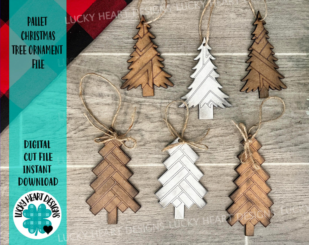 Pallet Christmas Tree Ornament File SVG, Glowforge, Farmhouse, Rustic, LuckyHeartDesignsCo