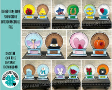 Load image into Gallery viewer, Tiered Tray TINY Snow Globe Interchangeable File SVG, Glowforge, Seasonal Shapes, Holiday, Tiered Tray LuckyHeartDesignsCo
