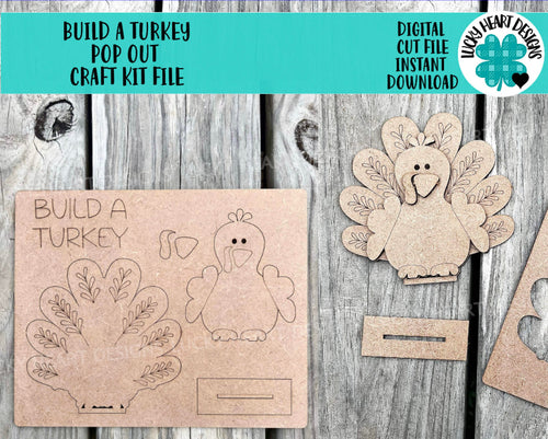 Build A Turkey Pop Out Craft Kit File SVG, Thanksgiving, Gobble, Glowforge, LuckyHeartDesignsCo