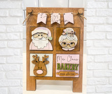 Load image into Gallery viewer, MINI Santa Christmas Interchangeable Leaning Sign File SVG, Rudolph, Mrs. Claus Tiered Tray Glowforge, LuckyHeartDesignsCo

